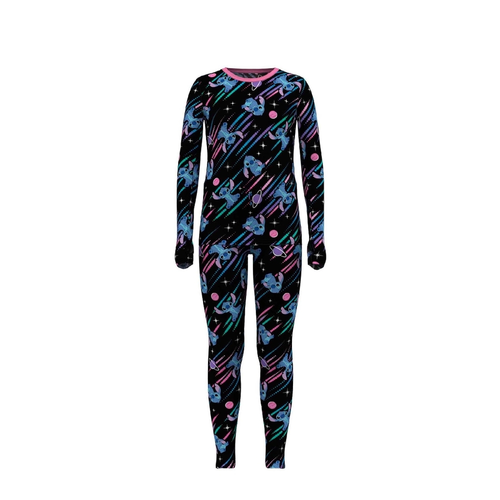 Climateright By Cuddl Duds Lilo & Stitch Girls Thermal Set Insulating Un… - Picture 2 of 3